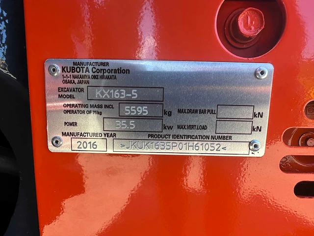 Kubota - 2016 - kx163-5 - midigraafmachine - afbeelding 37 van  43