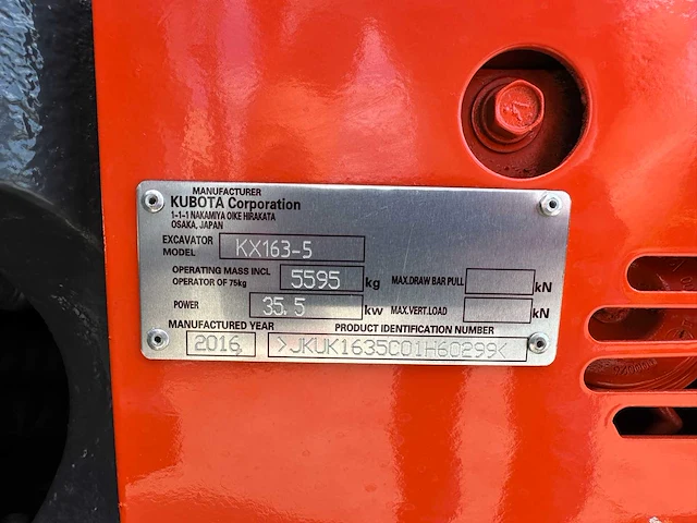 Kubota - 2016 - kx163-5 - midigraafmachine - afbeelding 38 van  44