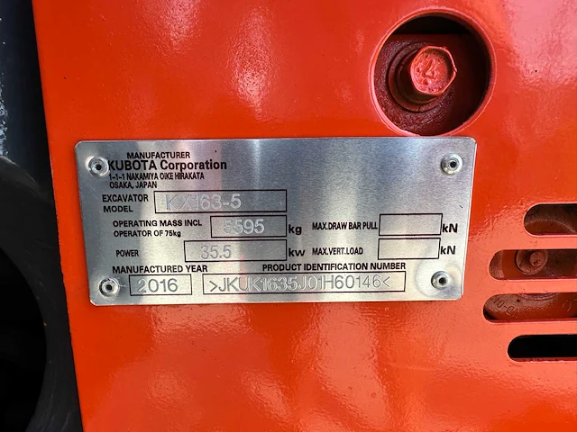 Kubota - 2016 - kx163-5 - midigraafmachine - afbeelding 37 van  43