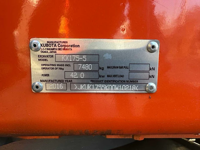 Kubota - 2016 - kx175-5 - midigraafmachine - afbeelding 40 van  45