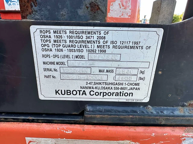 Kubota - 2016 - u17-3 - minigraafmachine - afbeelding 27 van  34