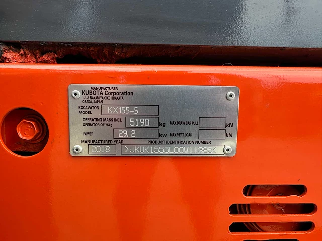 Kubota - 2018 - kx155-5 - midigraafmachine - afbeelding 37 van  43