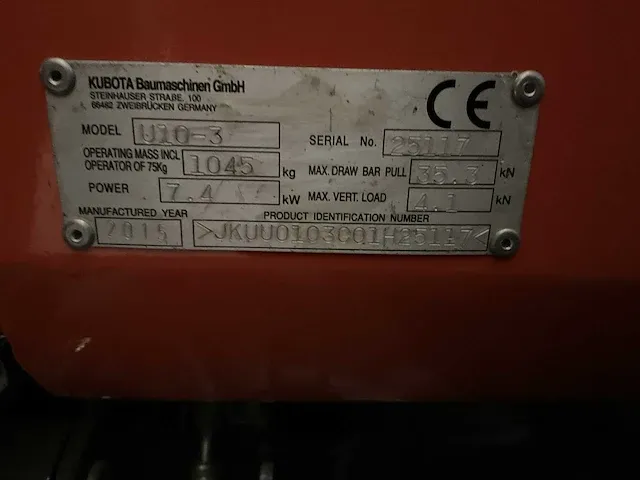 Kubota u10-3 - 2015 - afbeelding 13 van  13