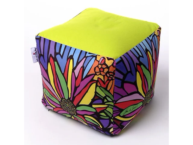 Kubus - zitkubus - 45 x 45 x 45 cm. - wasbaar - ook voor outdoor - flower - afbeelding 2 van  3