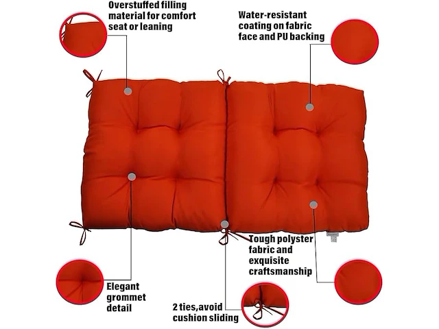 Kunste zitkussens (oranje rood) - afbeelding 4 van  4