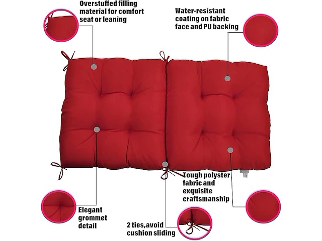 Kunste zitkussens (rood) - afbeelding 4 van  4