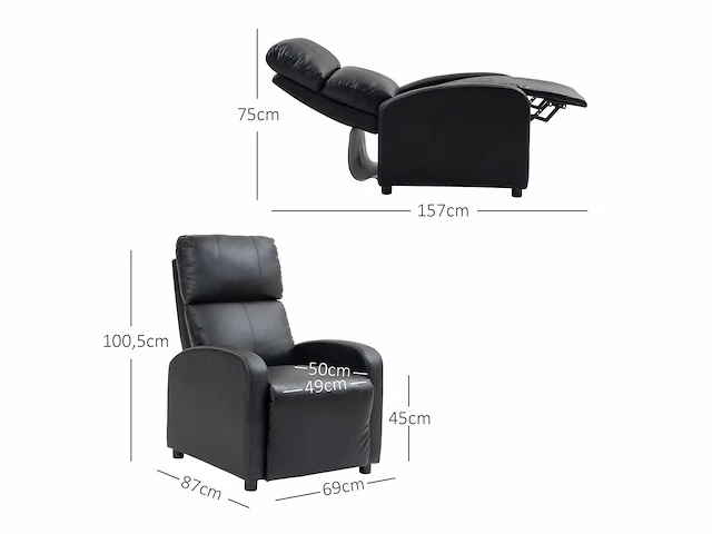 Kunstleren fauteuil (zwart) - afbeelding 3 van  7