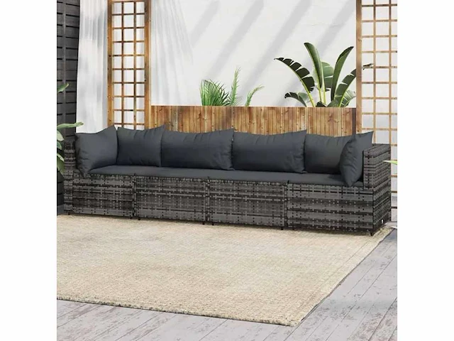 Kunststof rotan tuinbank - grijs - afbeelding 2 van  6