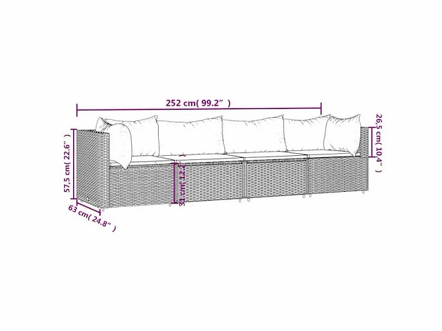 Kunststof rotan tuinbank - grijs - afbeelding 6 van  6