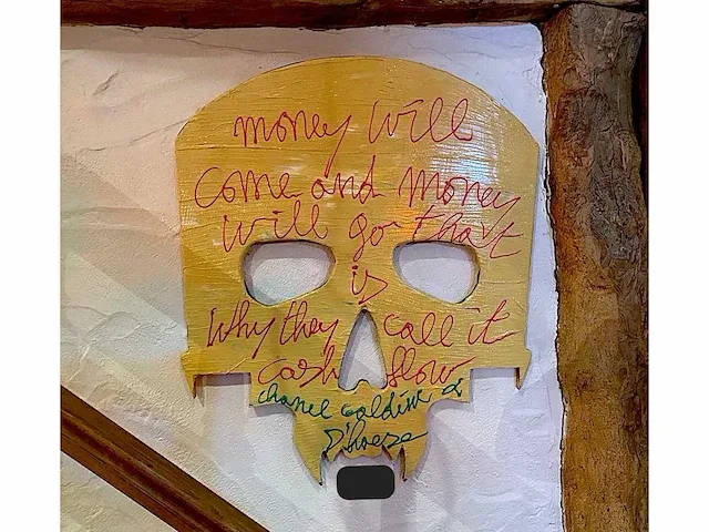 Kunstwerk 'skull head - money will come and go' - d'haese - afbeelding 3 van  4