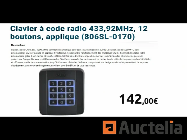 Kwam selt1w4g toetsenbord voor radiocode - afbeelding 1 van  2