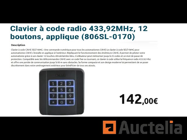 Kwam selt1w4g toetsenbord voor radiocode - afbeelding 2 van  2