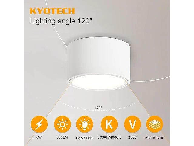Kyotech 4 x led-oppervlaktespots - afbeelding 4 van  5
