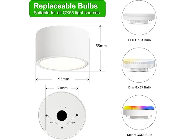 Kyotech 4 x led-oppervlaktespots - afbeelding 3 van  5