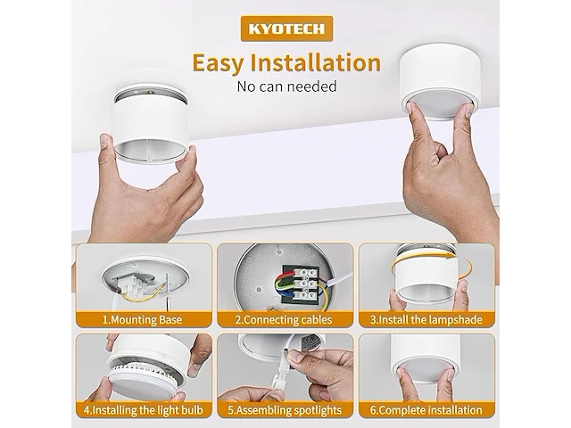 Kyotech 4 x led-oppervlaktespots - afbeelding 4 van  4