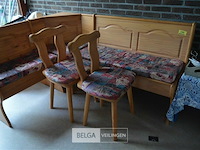 L-hoekige retro keukenbank met 2 stoelen - afbeelding 2 van  4