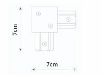 L verbinding voor 1 fase 2 draden railsystem mat wit - afbeelding 2 van  4