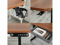 L-vormig bureau - in hoogte verstelbaar - retro hout - afbeelding 6 van  9