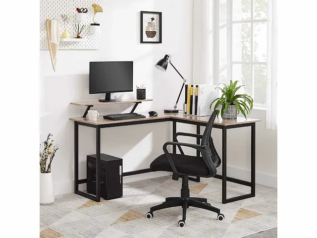 L-vormig bureau, hoektafel met monitorstandaard - afbeelding 1 van  9