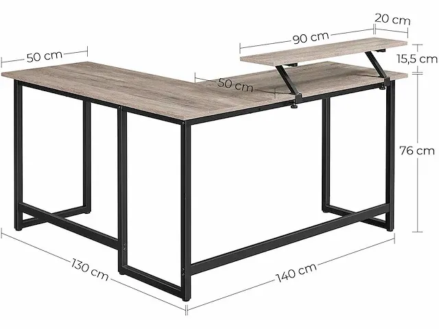 L-vormig bureau, hoektafel met monitorstandaard - afbeelding 2 van  9
