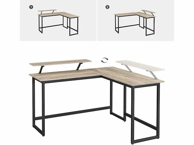 L-vormig bureau, hoektafel met monitorstandaard - afbeelding 5 van  9