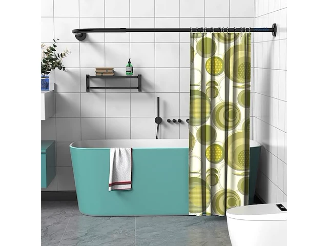 L-vormige douchegordijnstang zwart - afbeelding 1 van  5