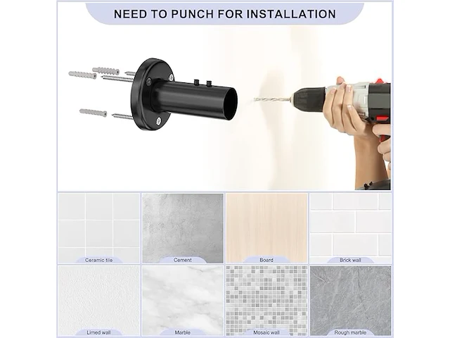 L-vormige douchegordijnstang zwart - afbeelding 4 van  5