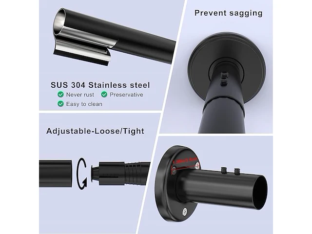 L-vormige douchegordijnstang zwart - afbeelding 5 van  5