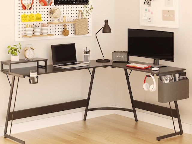 L-vormige hoekbureau voor gaming - afbeelding 1 van  7