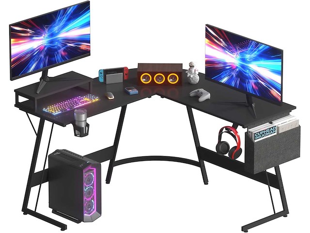 L-vormige hoekbureau voor gaming - afbeelding 2 van  7