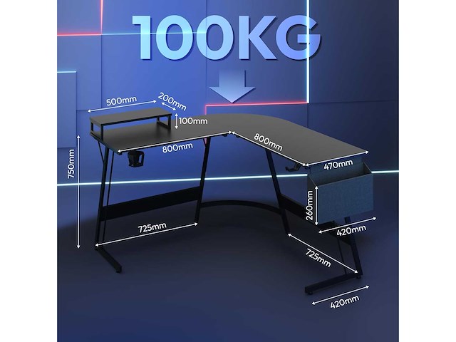L-vormige hoekbureau voor gaming - afbeelding 3 van  7
