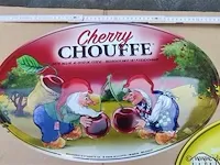 La chouffe origineel reclamebord metaal cherry & la chouffe 2 stuks