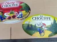La chouffe origineel reclamebord metaal cherry & la chouffe 2 stuks - afbeelding 5 van  5