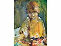 La pipe - portret van een jongen - olie op doek - afbeelding 1 van  7