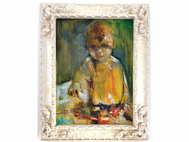 La pipe - portret van een jongen - olie op doek - afbeelding 2 van  7