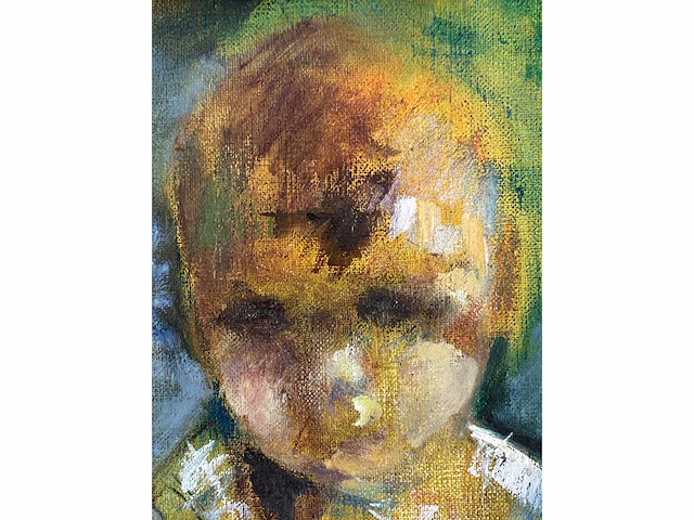 La pipe - portret van een jongen - olie op doek - afbeelding 6 van  7
