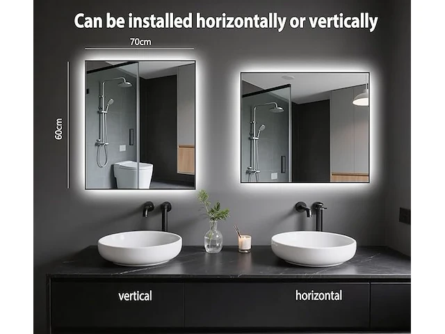 Laapdak led-badkamerspiegel met verlichting - afbeelding 3 van  4