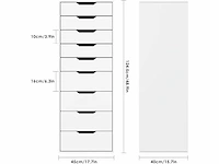 Ladekast 9 lades witte ladekast 124,5 cm - afbeelding 5 van  5