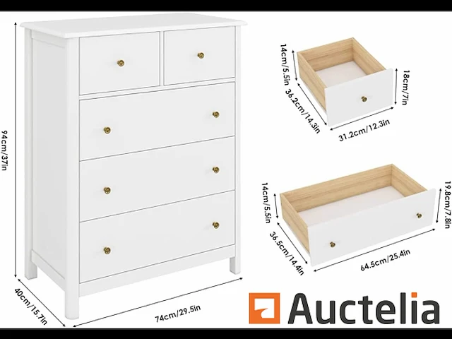 Ladekast slaapkamer, ladekast 5 lades - afbeelding 4 van  6