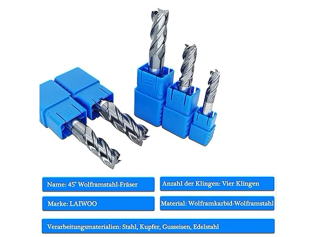 Laiwoo schachtfrees 4 hardmetalen groeffrees - afbeelding 3 van  5