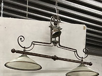 Lamp-bibliotheek/pool-snookertafel, 2 armen met opaline glazen kappen - afbeelding 1 van  1