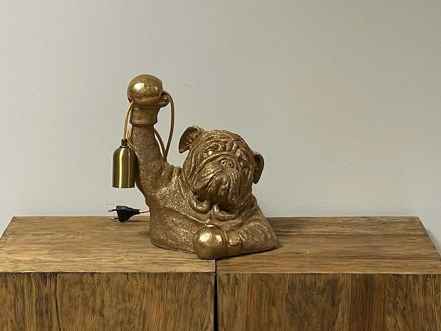 Lamp bulldog h32cm gold - afbeelding 1 van  2