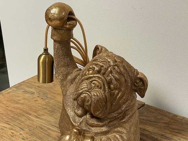 Lamp bulldog h32cm gold - afbeelding 2 van  2