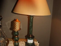 Lamp met kap in carrara marmer, glazen kandelaar - afbeelding 3 van  3