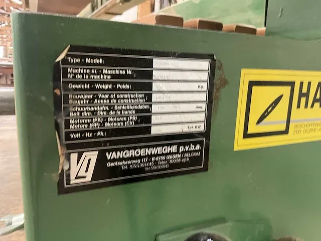 Langbandschuurmachine get. vangroenenweghe b2500 - afbeelding 15 van  18