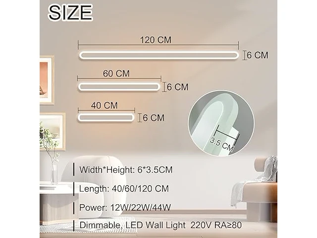 Langwerpige led wandlamp wit 120cm - afbeelding 3 van  6