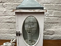 Lantaarn in hout met lamp h:40cm - afbeelding 1 van  1