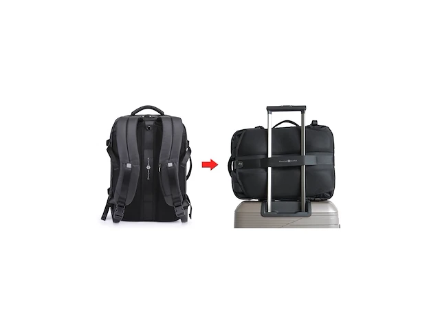 Laptop - rugzak - polyester - multifunctioneel - 43 x 30 x 15 cm. - zwart - afbeelding 4 van  6