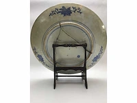 Large blue white phoenix dragon japanese porcelein plate - afbeelding 10 van  26