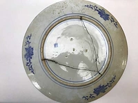 Large blue white phoenix dragon japanese porcelein plate - afbeelding 15 van  26